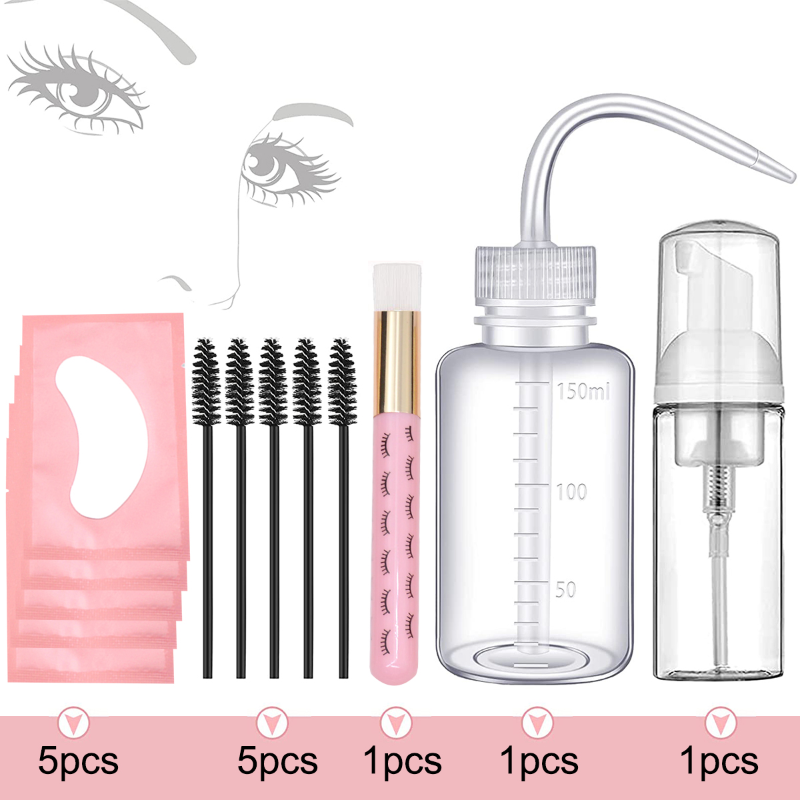 Eyelash Extension Wash Kit - 13点入りまつげエクステ洗浄キット 5 in 1 ラッシュボトルセット 眉毛マスカラワンド