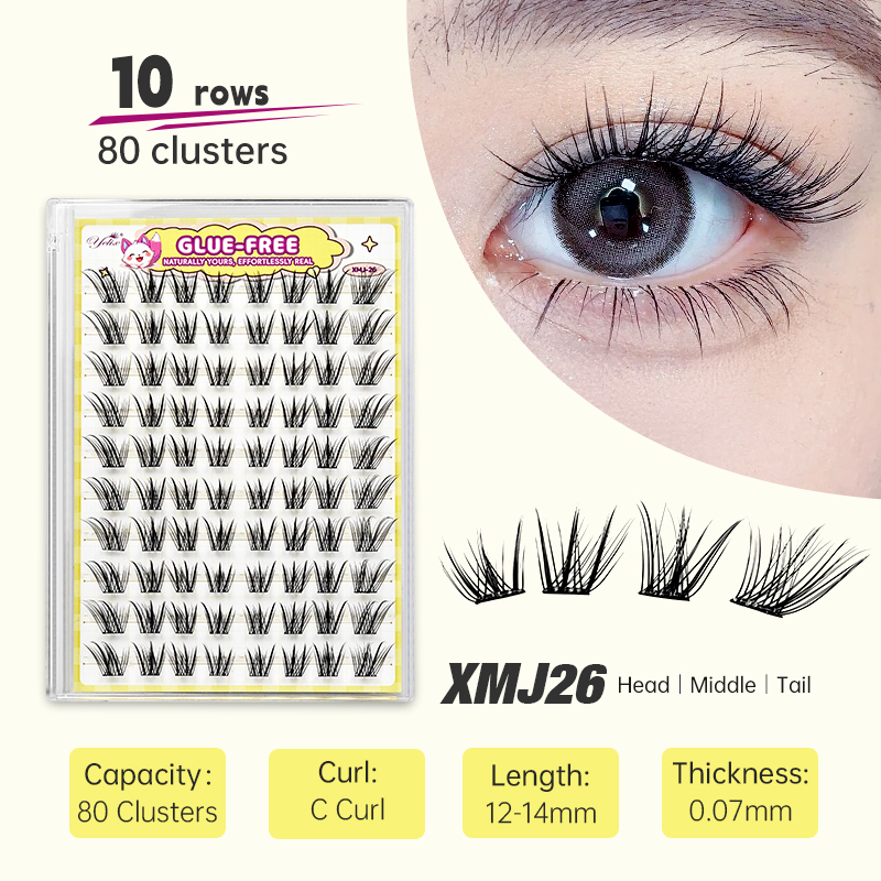 Eyelash Extension Natural Look - Yelix フォックススタイル サイドフライングアイラッシュ グルーフリー DIY まつげエクステ