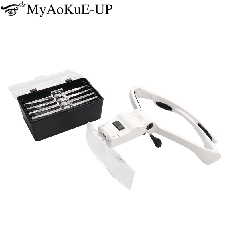 Eyelash Extension With Glasses - 5 レンズ調整可能な拡大鏡まつげエクステンション虫眼鏡 LED ライトランプグラフト修理タトゥー個別まつげ