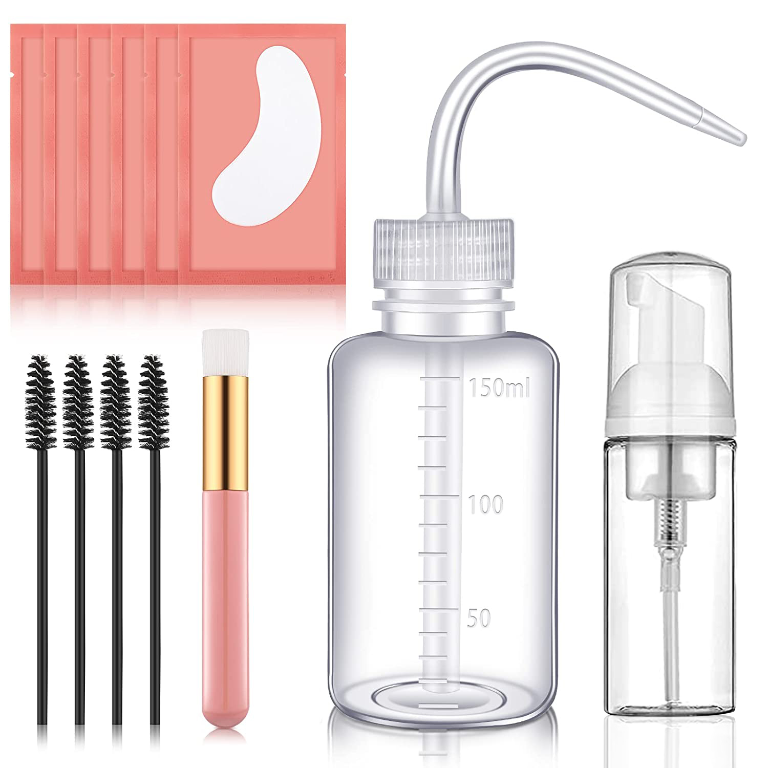 Eyelash Extension Wash Kit - まつげエクステンションクリーニングキットラッシュシャンプーブラシ石鹸泡洗浄ボトルマスカラワンドまつげジェルパッドサロン用品