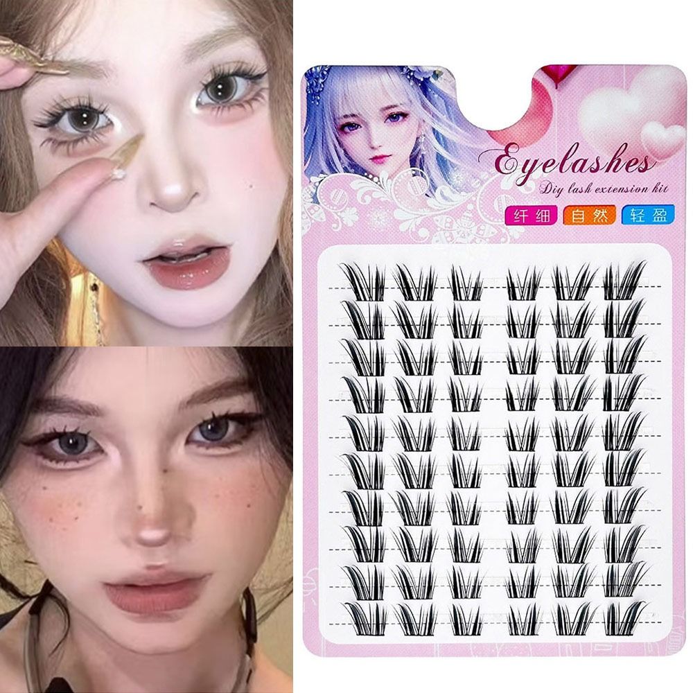 Eyelash Extension Wet Look - 再利用可能なキャットアイフェアリーラッシュクラスター スパイキーCカール マンガ風つけまつげ ウェットルック個別まつげ