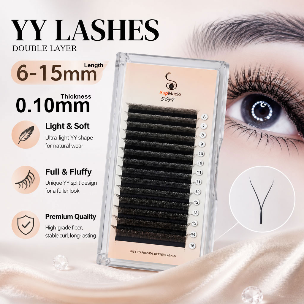 Eyelash Extension Yelix - Supmacio 0.10mm YYラッシュ Y型まつげエクステ ブラック ツーチップ