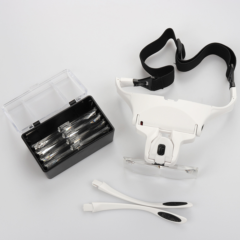 Eyelash Extension With Glasses - 5 レンズ調整可能なヘッドバンド虫眼鏡拡大鏡 LED ライトランプ虫眼鏡つけまつげまつげエクステンション