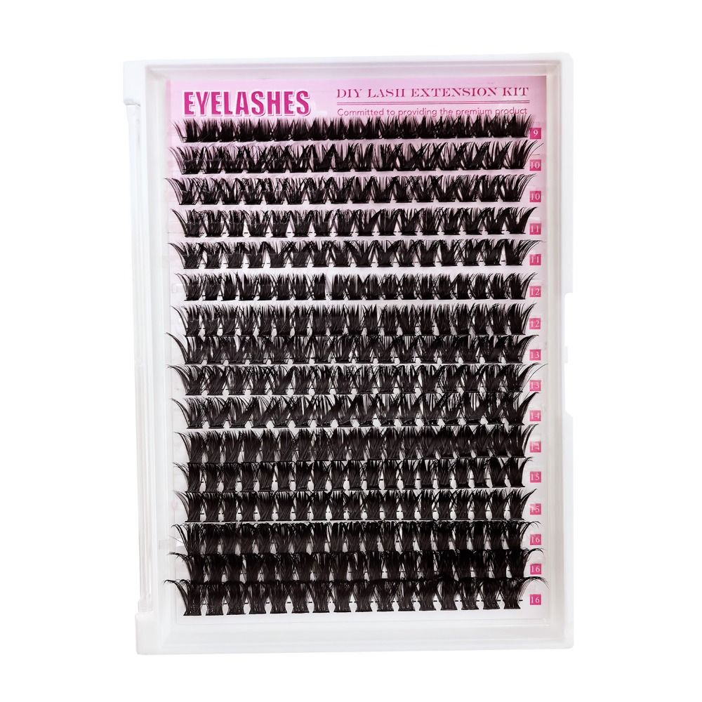 Eyelash Extension Wispy Look - ナチュラルルックつけまつげ ボンド＆シール クラスターデザイン DIYまつげエクステキット ウィスピー風 3Dフェイクミンクまつげ