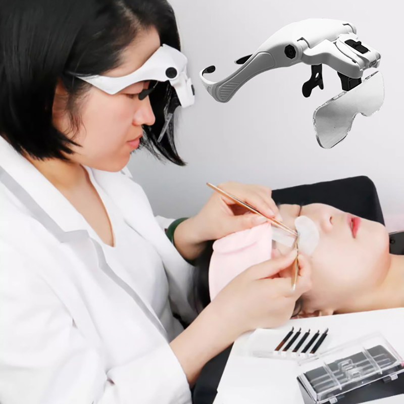 Eyelash Extension With Glasses - 5 レンズ調整可能な拡大鏡まつげエクステンション拡大鏡 LED ライトランプ移植修理タトゥー個別まつげ