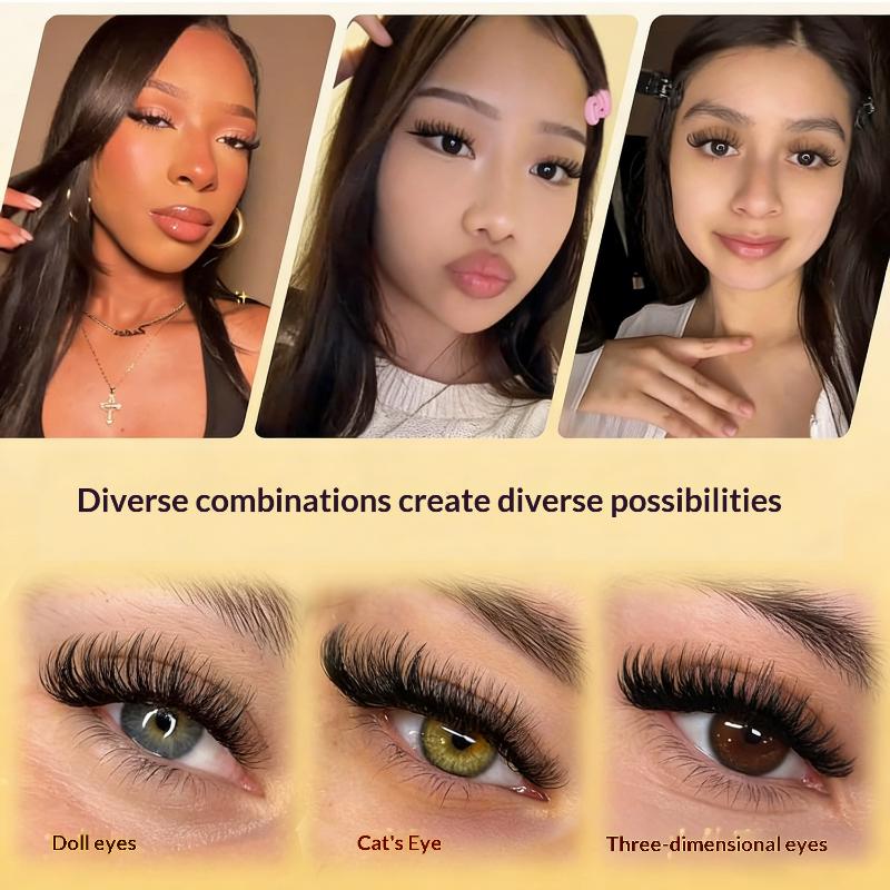 Eyelash Extension Natural Look - 新しいDIYまつげエクステキット、接着剤不要の個別まつげクラスター、フェイクミンクまつげエクステミックスセット、自然なまつげ仕上げ