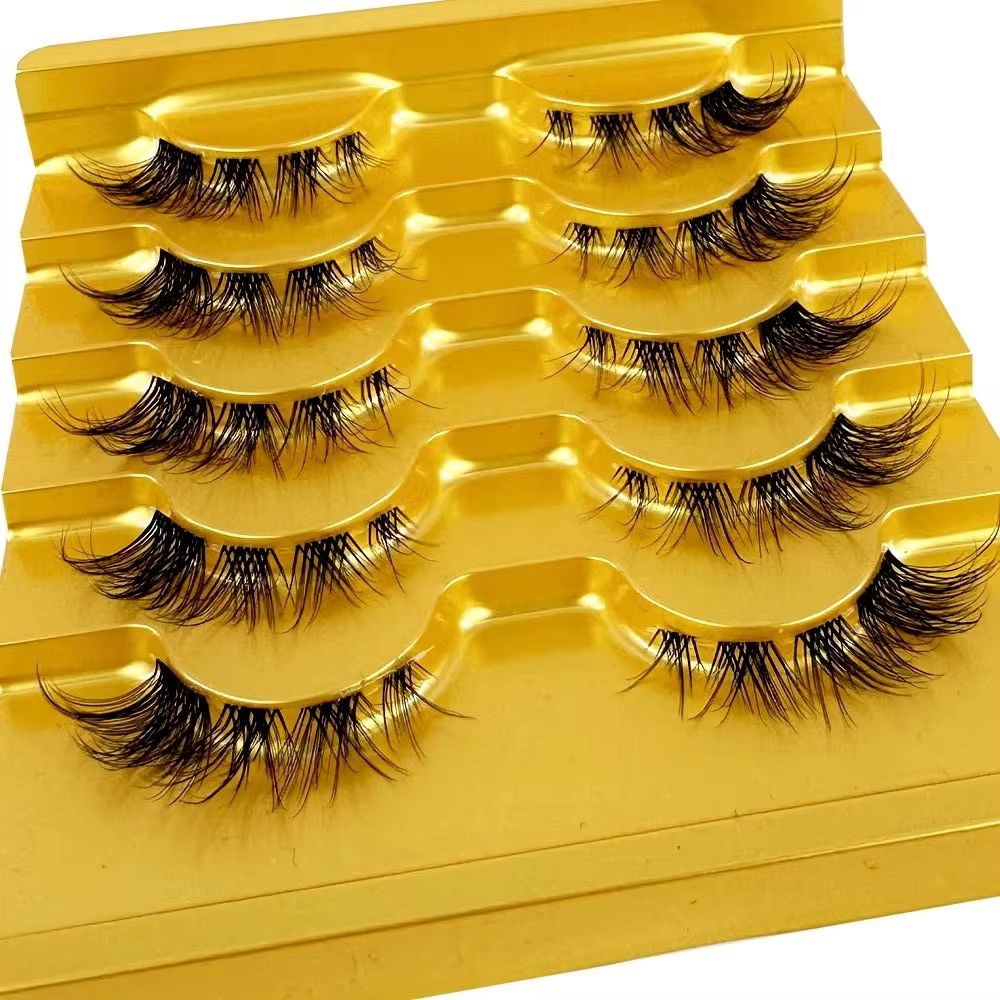 Eyelash Extension For Big Eyes - 5ペア ミンクつけまつげ インビジブルバンド まつげエクステ ナチュラルつけまつげ クロスクラスター