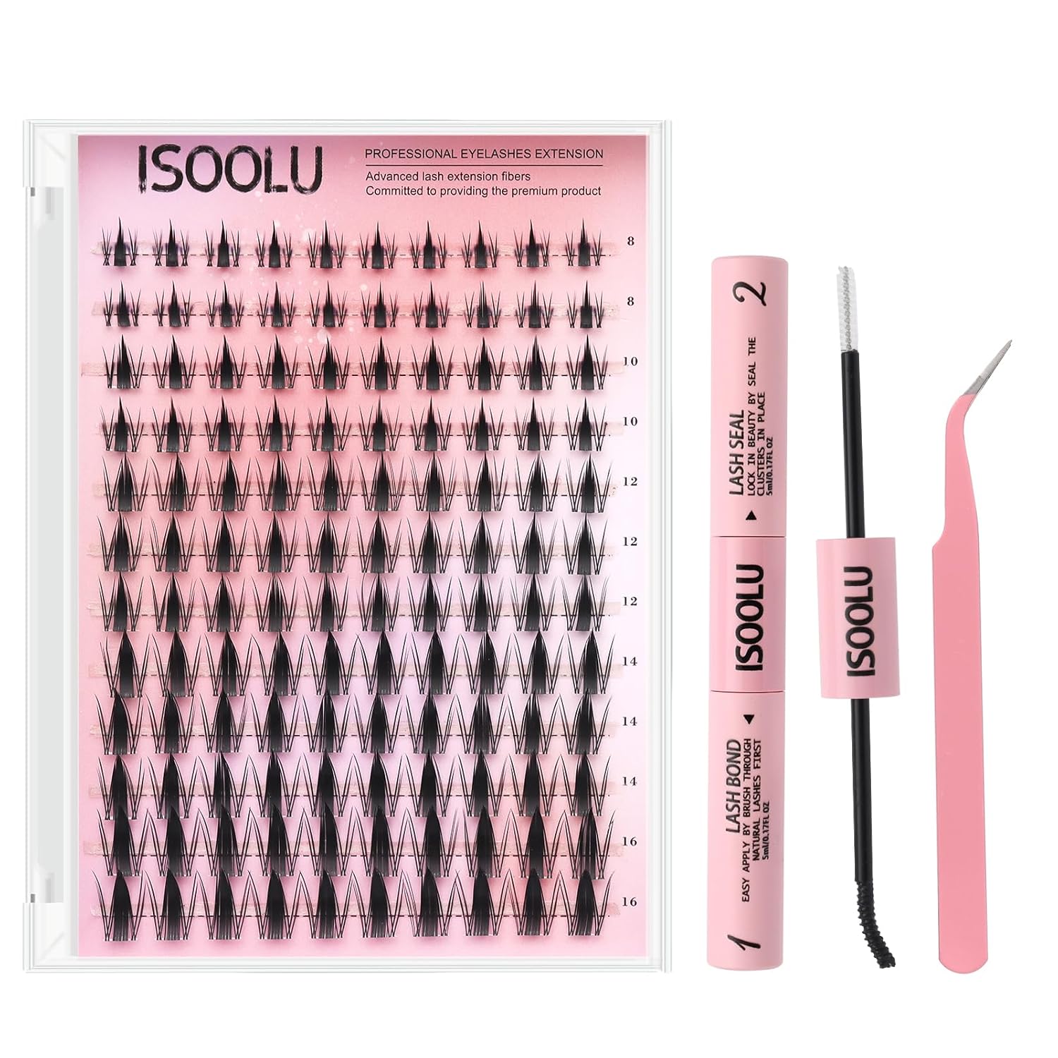 Eyelash Extension Wet Look - まつげクラスターマンガ個別まつげウィスピーまつげクラスターワイドスパンまつげエクステンションキット（まつげ接着剤とシーラー付き）ウェットルックスピ