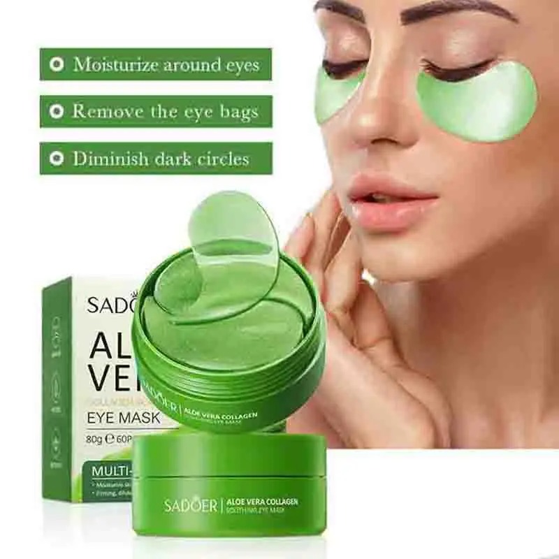Eye Pad Collagen - 60 個アロエベラコラーゲンアイマスク抗くま目袋保湿抗しわアイパッチ目のスキンケア製品
