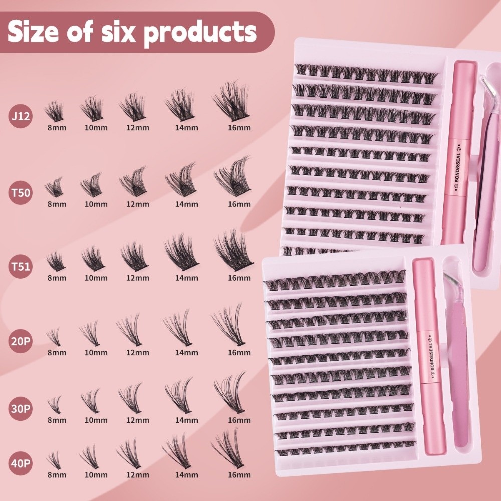 Eyelash Extension Wispy Look - 高品質ボンド＆シールつけまつげ ウィスピー風ナチュラルルック グルーリングラッシュ クラスターデザイン DIYまつげエクステ