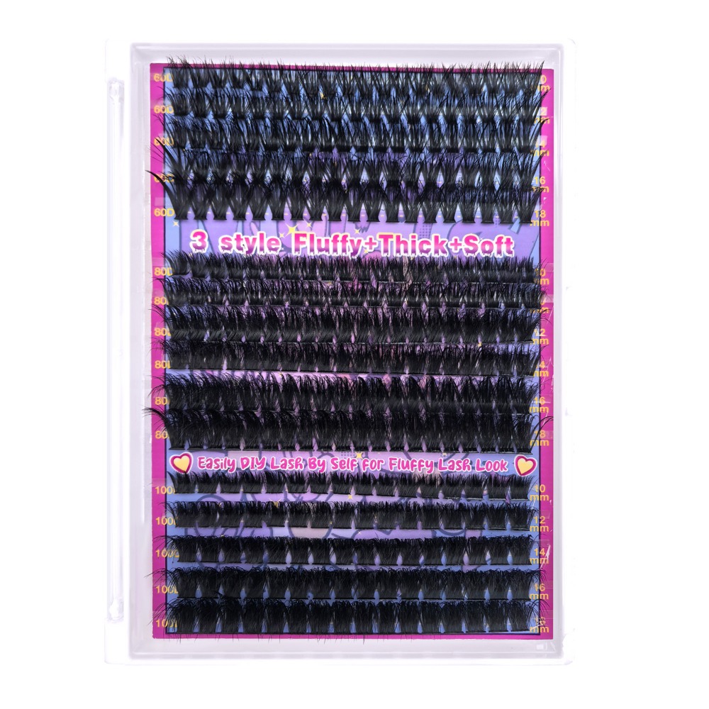 Eyelash Extension Wispy Look - ナチュラルルックつけまつげ ボンド＆シール ウィスピー風 3Dフェイクミンク ラッシュクラスターデザイン DIYまつげエクステキット