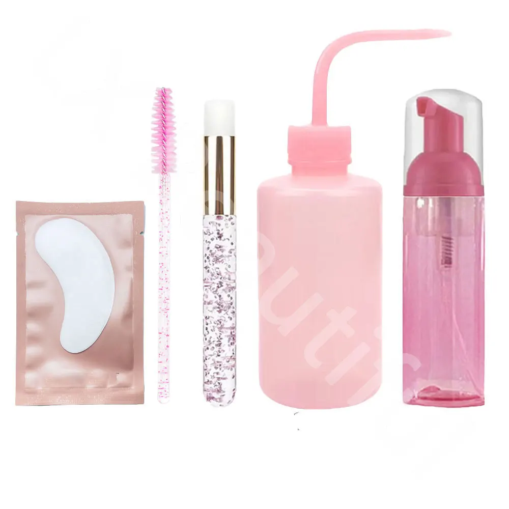 Eyelash Extension Wash Kit - まつげエクステ用クリーニングキット,洗顔ボトルセット,石鹸フォーム,マスカラワンド,アイパッドパッチ,5 in 1, 23個