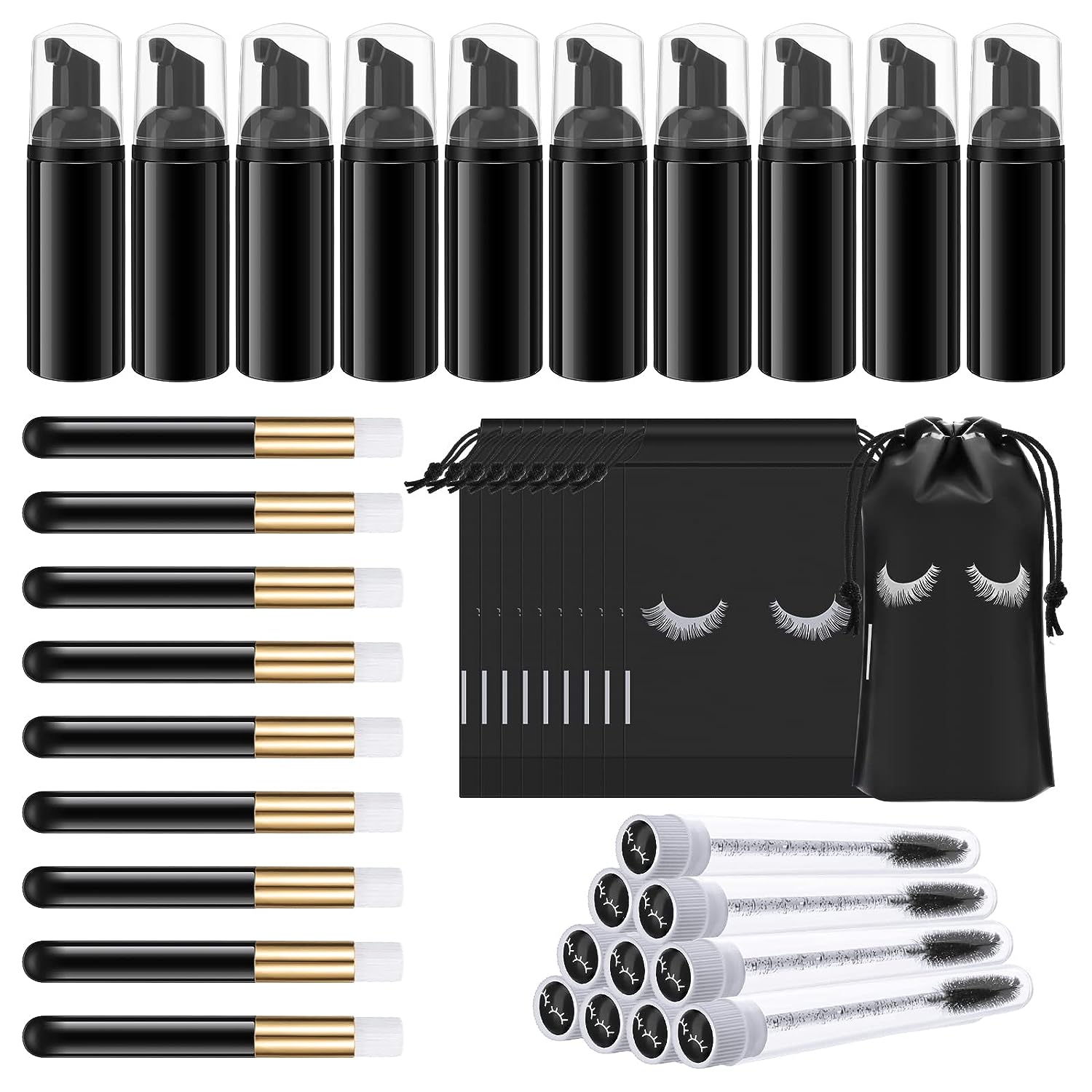 Eyelash Extension Wash Kit - まつげクリーニングセット,石鹸フォーム洗浄ボトル,フェイスクリーニング,まつげエクステ用品,メイクアップツール
