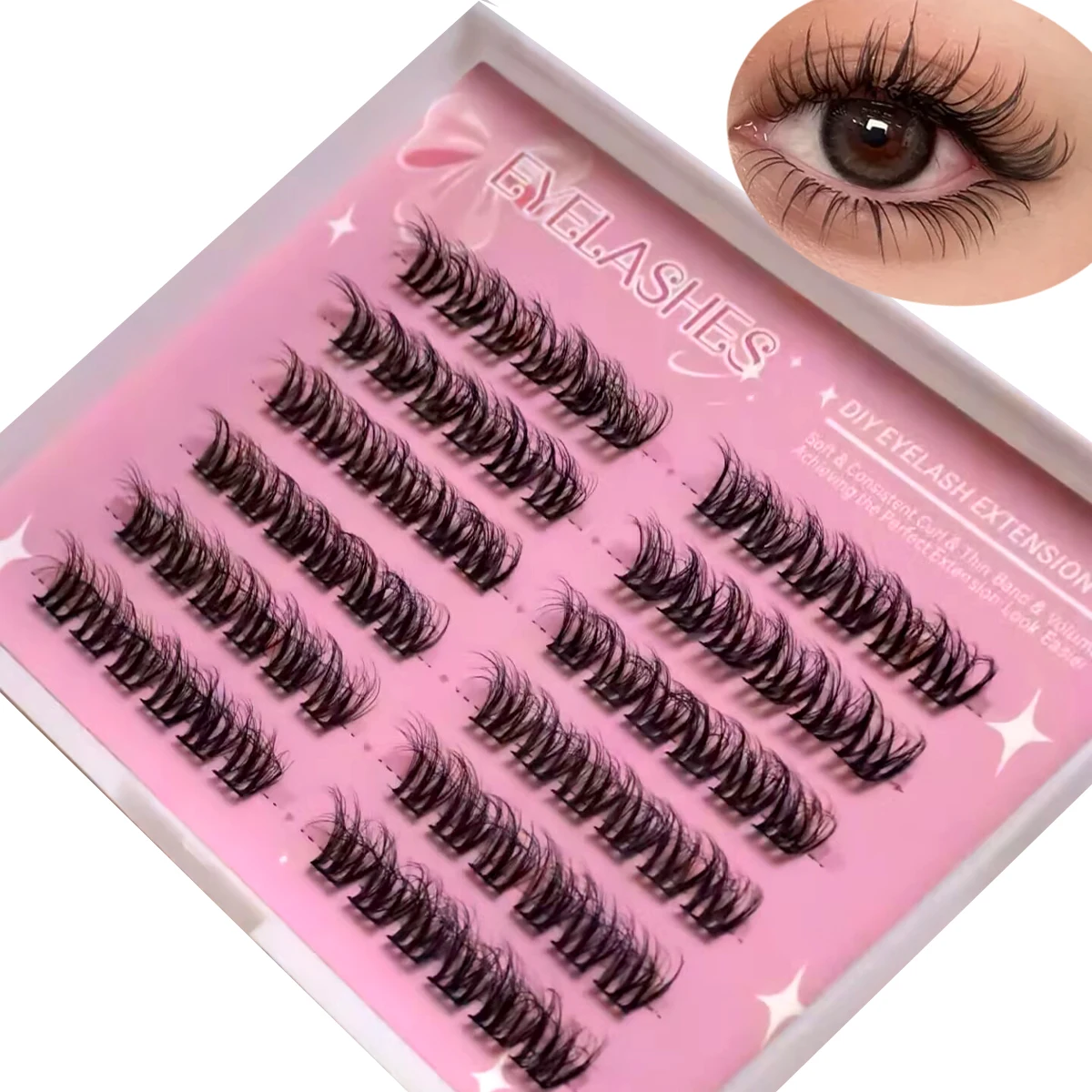 Eyelash Extension For Big Eyes - AMSDCN 10 行つけまつげ黒 0.07 ミリメートル繊維まつげつけまつげエクステンション美容のヒントビッグアイツール