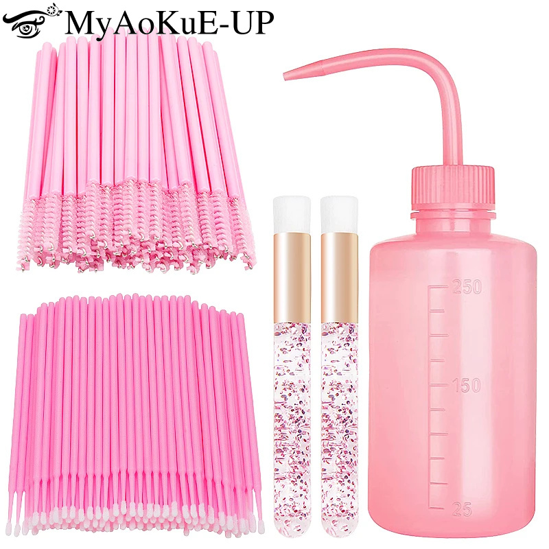 Eyelash Extension Wash Kit - 153 ピース/セットまつげエクステンション用品キットまつげクリーンブラシ 250 ミリリットルブローウォッシュボトルラッシュリフティングマイクロブラシメイクアップツール
