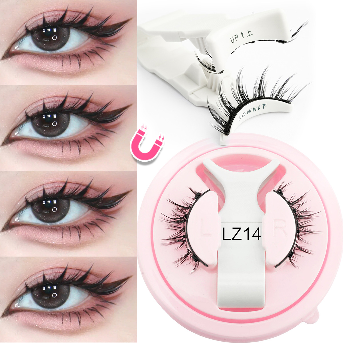 Faux Mink Lash - 新しい 1 ペア磁気まつげ手作り 3D ふわふわフェイクミンクまつげ再利用可能な自然なつけまつげ磁気ピンセットメイクアップセット
