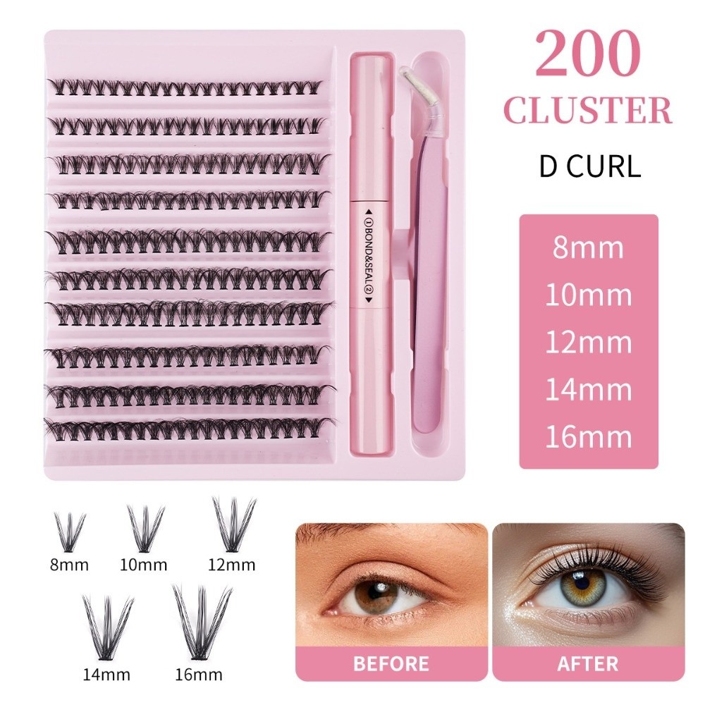 Eyelash Extension Wispy Look - 高品質ボンド＆シールつけまつげ ナチュラルルック ウィスピー風 グルーリングラッシュ クラスターデザイン 個別つけまつげ