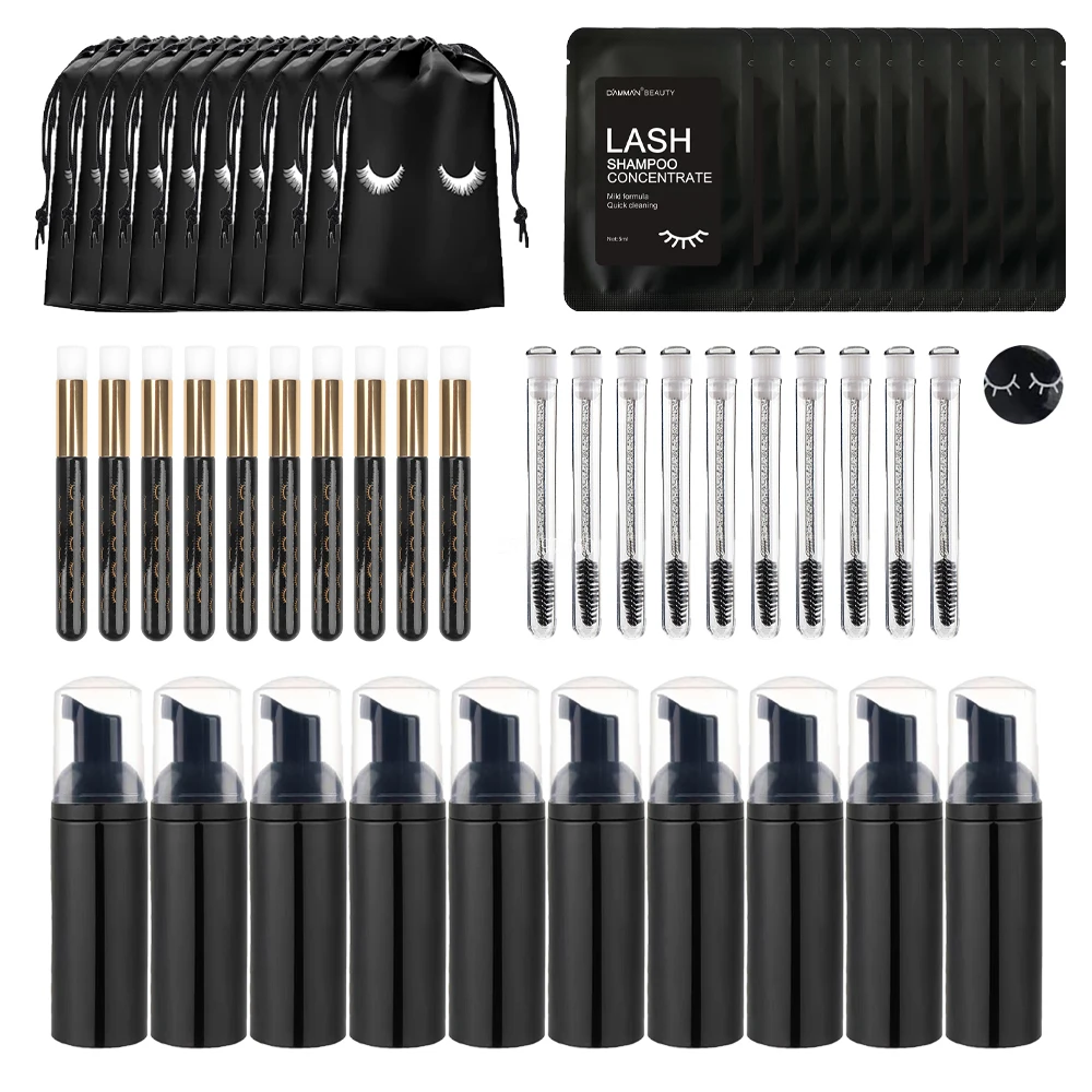 Eyelash Extension Wash Kit - まつげエクステリムーバーとフォームブラシセット,刺激物なく,繊細なフォーム,50個,25個