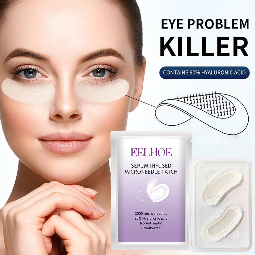Eye Pad Collagen - 1 ペアのマイクロニードル アイパッチ マスク シワ防止パッチ コラーゲン配合で深い水分補給で目尻のしわやむくみを滑らかにします