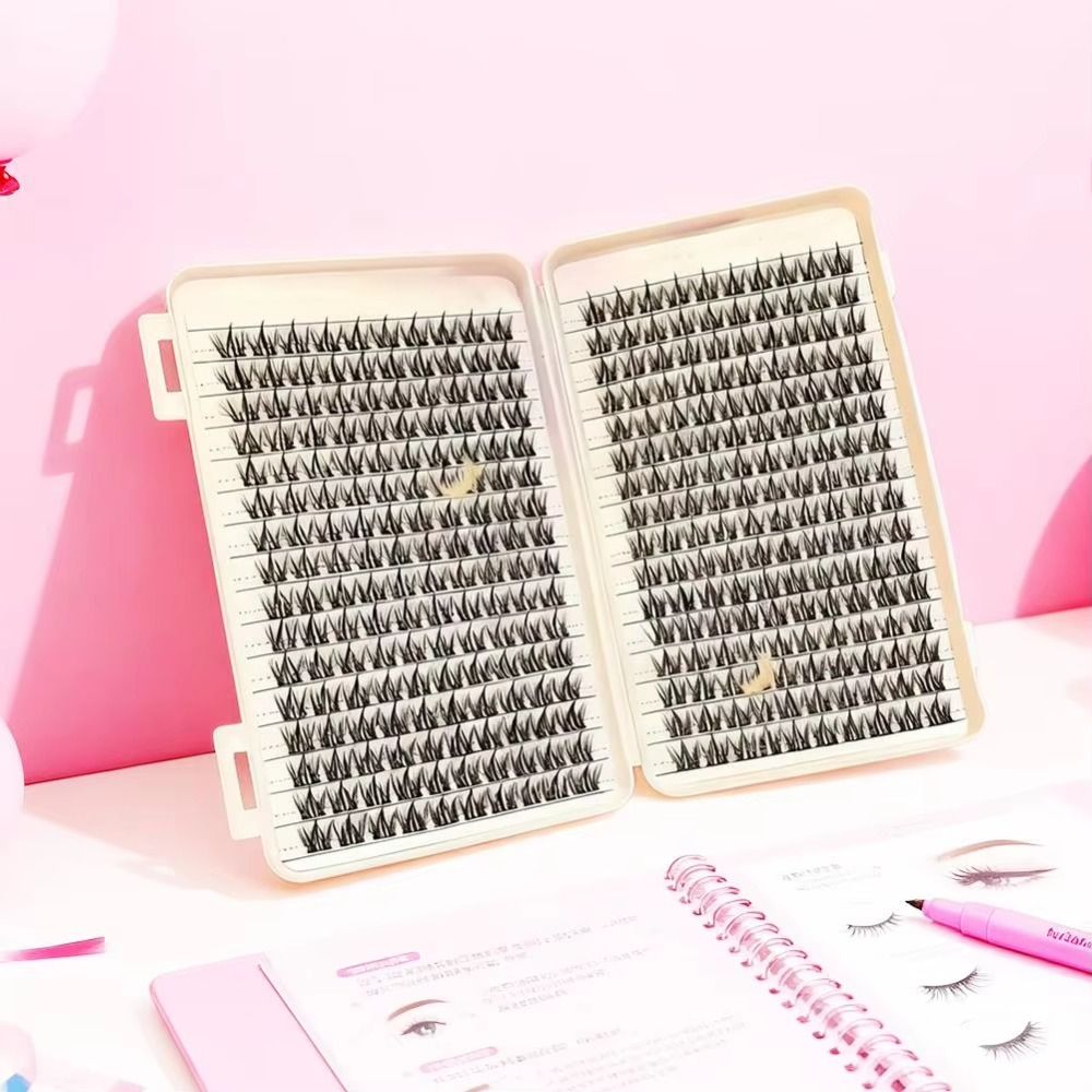 Eyelash Extension Wispy Look - ナチュラルルックつけまつげ ウィスピー風クラスターデザイン DIYまつげエクステキット 接着剤とシーラー アイメイクツール まつげエクステ