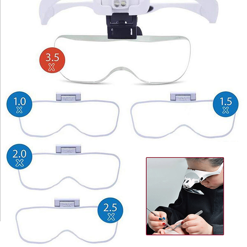 Eyelash Extension With Glasses - 5 個レンズ調整可能な拡大鏡まつげエクステンション拡大鏡 LED ライトランプ移植修理タトゥー個別まつげ