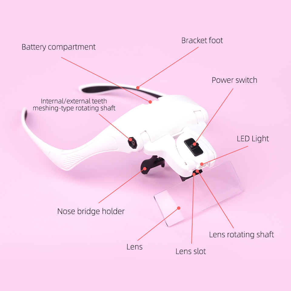 まつげエクステ拡大鏡、調整可能なヘッドバンド拡大鏡、LEDラ - Eyelash Extension With Glasses のレビューと価格