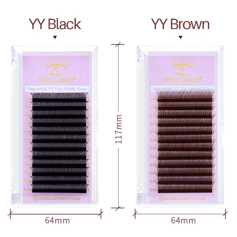SONG LASHES 新しい既成ファン YY 形状黒茶色ま - Eyelash Extension Yelix のレビューと価格