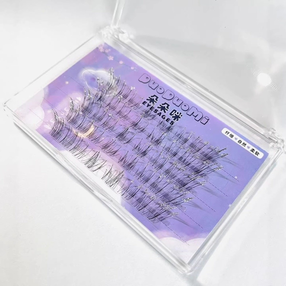 輝くラインストーン付きつけまつげ、ふわふわした束状、ウィスピ - Eyelash Extension Wispy Look のレビューと価格