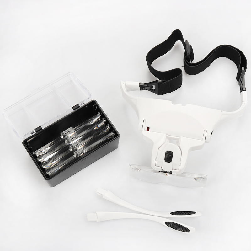5 レンズ調整可能なヘッドバンド虫眼鏡拡大鏡 LED ライト - Eyelash Extension With Glasses のレビューと価格