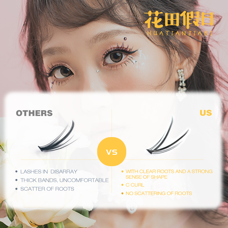 イルミネーション-楕円形のクラスターV字型まつげ,プロのまつ - Eyelash Extension For Big Eyes のレビューと価格
