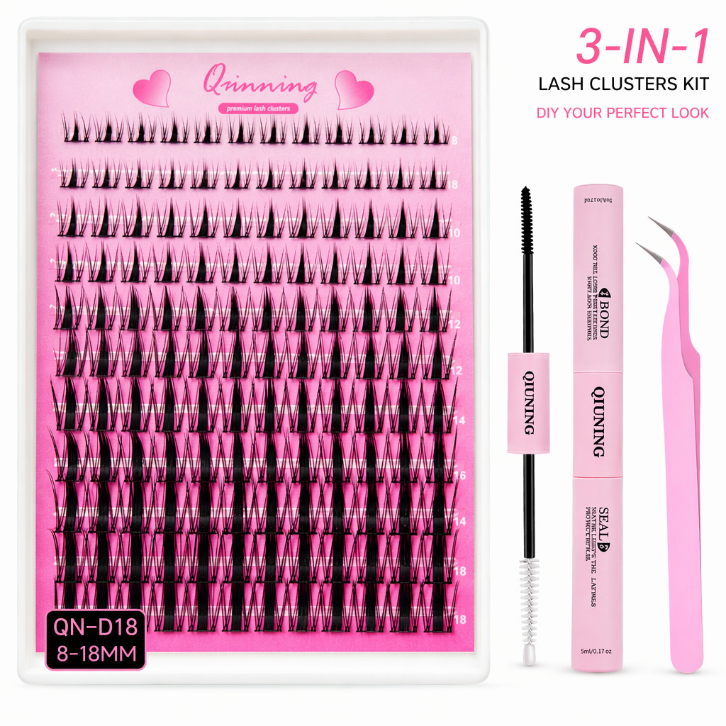 QIUNINGまつげクラスターキット クリアフェアリーまつげ - Eyelash Extension Wet Look のレビューと価格