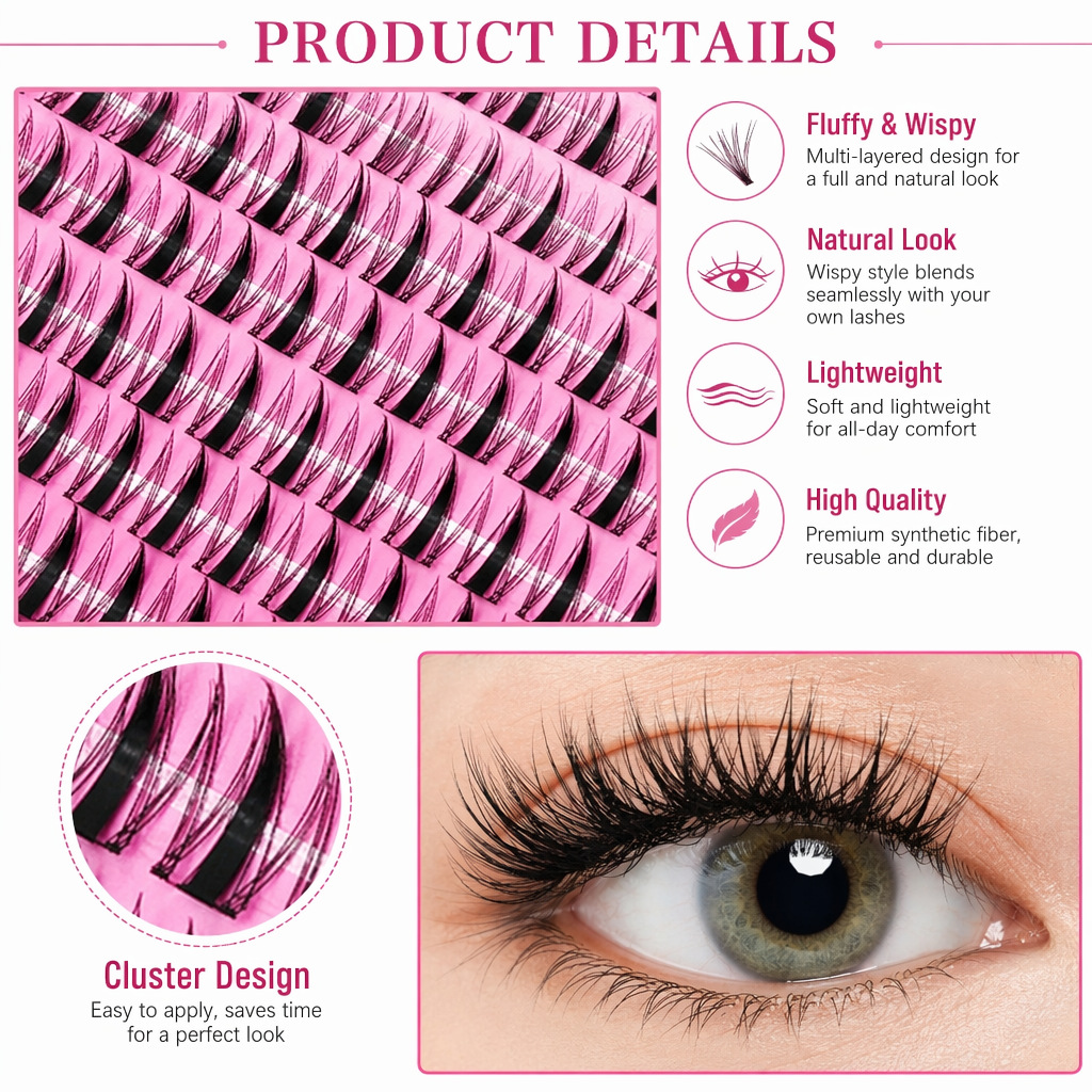 QIUNINGまつげクラスターキット クリアフェアリーまつげ - Eyelash Extension Wet Look のレビューと価格