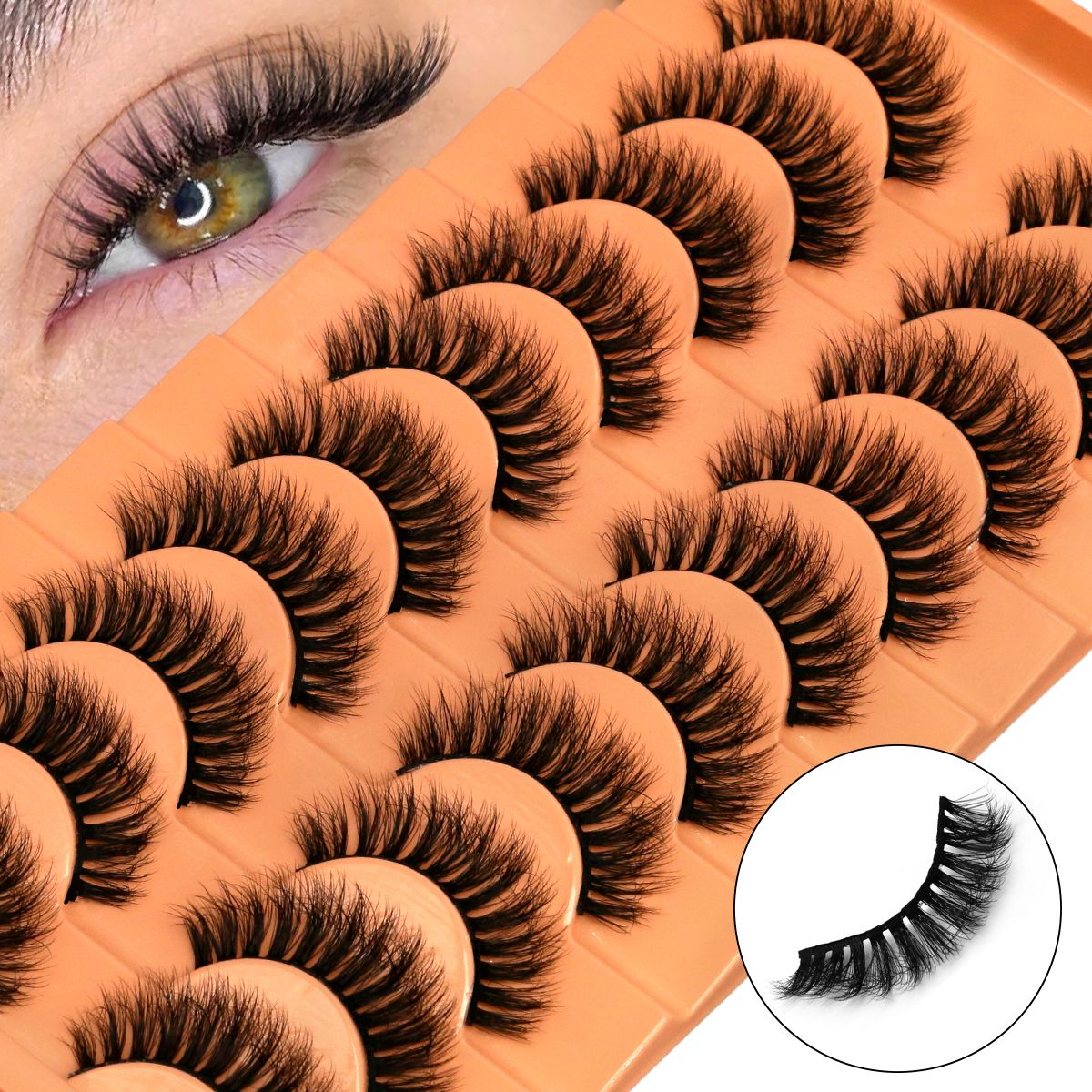 10ペアの6Dフェイクミンクまつげ、厚くふわふわしたフルスト - Faux Mink Lash のレビューと価格