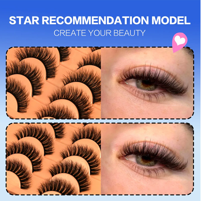 10ペアの6Dフェイクミンクまつげ、厚くふわふわしたフルスト - Faux Mink Lash のレビューと価格
