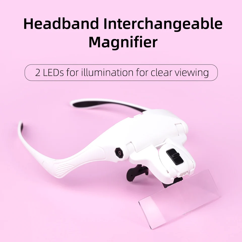 5 レンズ調整可能なルーペヘッドバンド虫眼鏡拡大鏡 LED  - Eyelash Extension With Glasses のレビューと価格