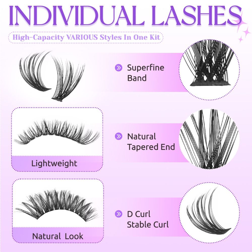 9-18mmの長さのつけまつげ、ボンド＆シールタイプ、ウィス - Eyelash Extension Wispy Look のレビューと価格