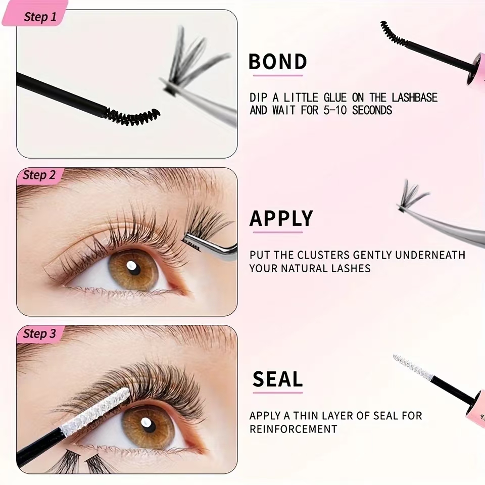 QIUNINGまつげクラスターキット クリアフェアリーまつげ - Eyelash Extension Wet Look のレビューと価格
