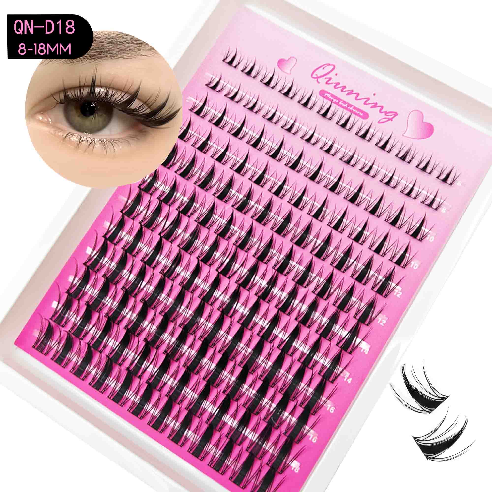 QIUNINGまつげクラスターキット クリアフェアリーまつげ - Eyelash Extension Wet Look のレビューと価格