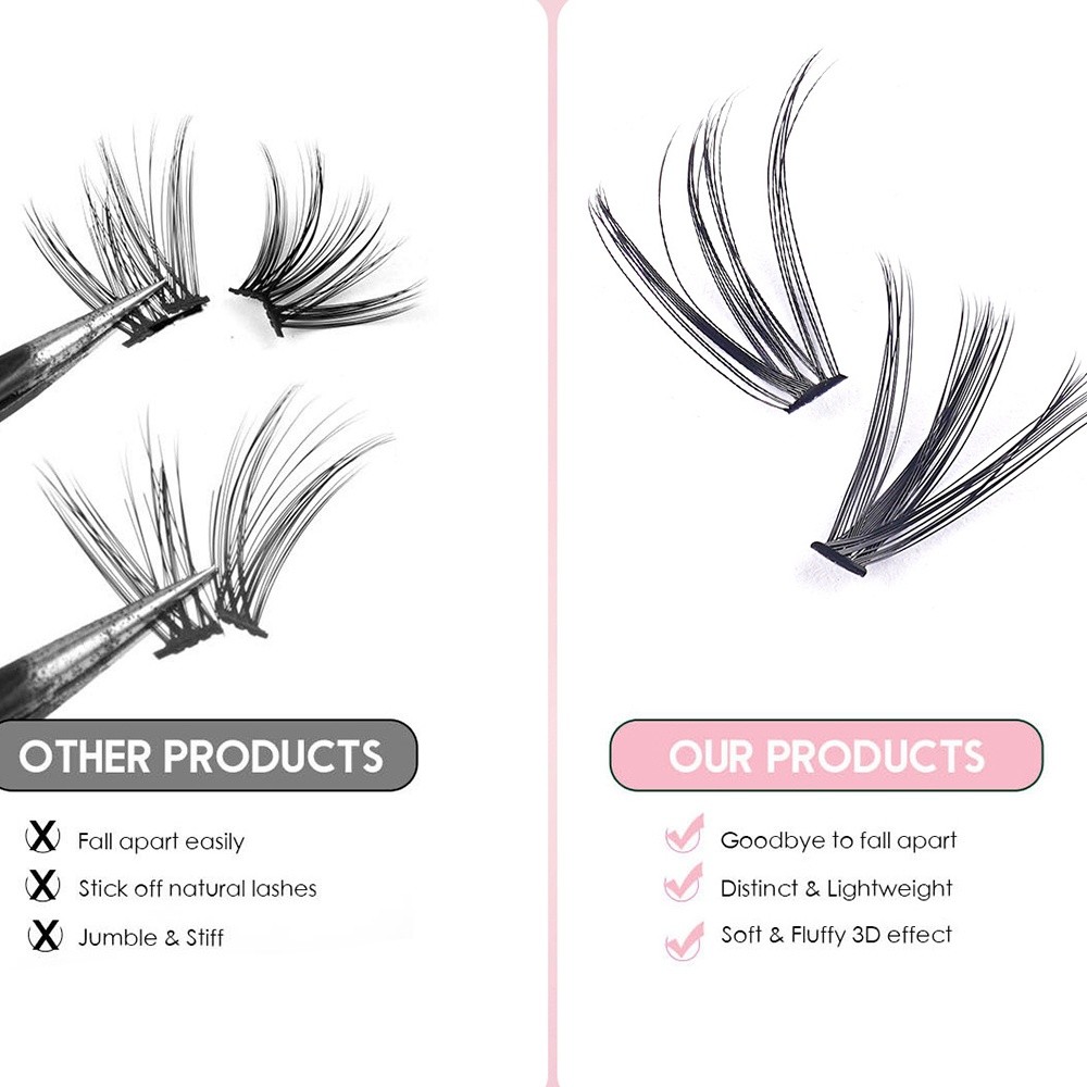 8-16mmの長さのつけまつげ、接着剤とシーラー付き、自然な - Eyelash Extension Natural Look のレビューと価格