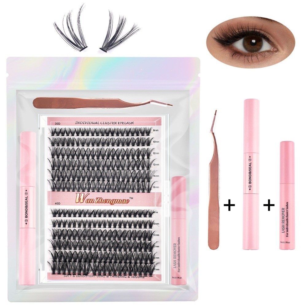 8-16mmの長さのつけまつげ、接着剤とシーラー付き、自然な - Eyelash Extension Natural Look のレビューと価格