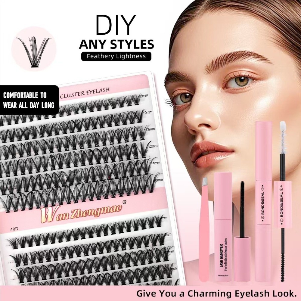 8-16mmの長さのつけまつげ、接着剤とシーラー付き、自然な - Eyelash Extension Natural Look のレビューと価格