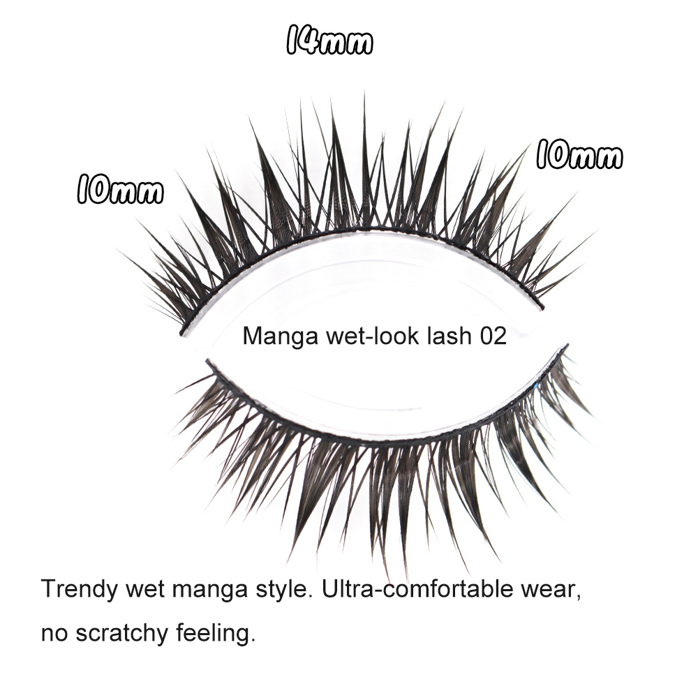 マンガ風ウェットルックつけまつげ ブラック/透明バンド ナチ - Eyelash Extension Wet Look のレビューと価格