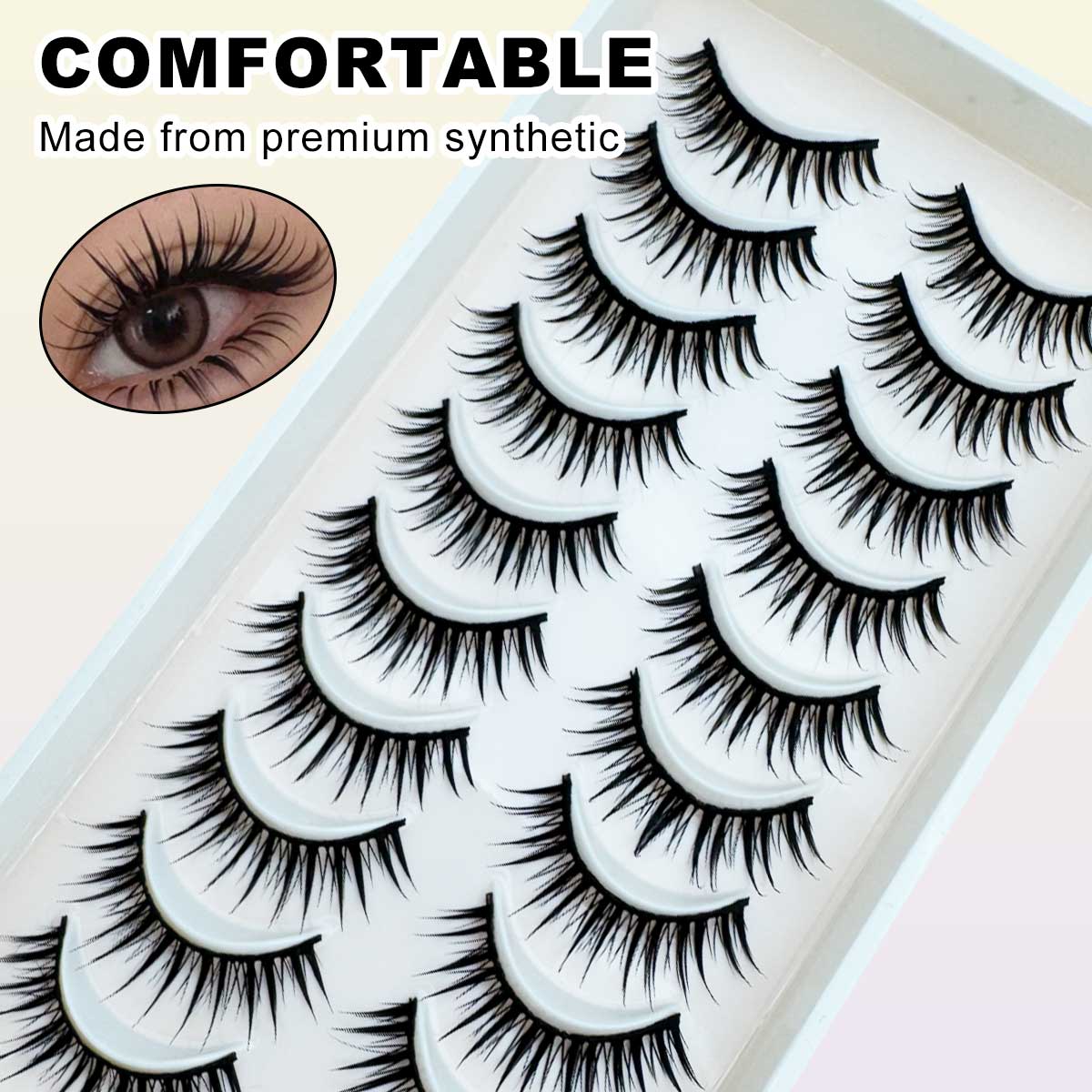 10ペア タイ風キャットアイラッシュ ナチュラルウェットルッ - Eyelash Extension Wet Look のレビューと価格