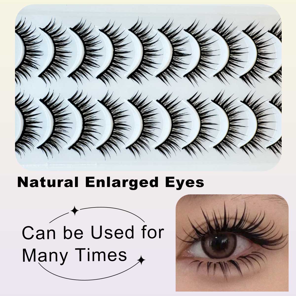 10ペア タイ風キャットアイラッシュ ナチュラルウェットルッ - Eyelash Extension Wet Look のレビューと価格